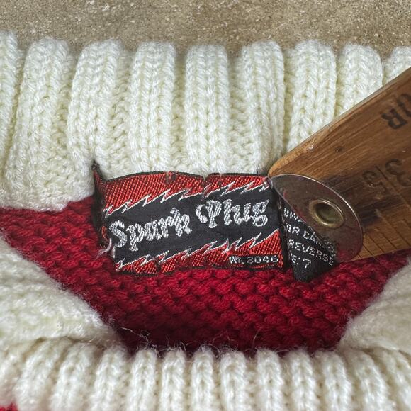 Vintage Spark Plug “The Kid” Red White Striped Knit Collared Sweater Size 7 - Picture 5 of 10